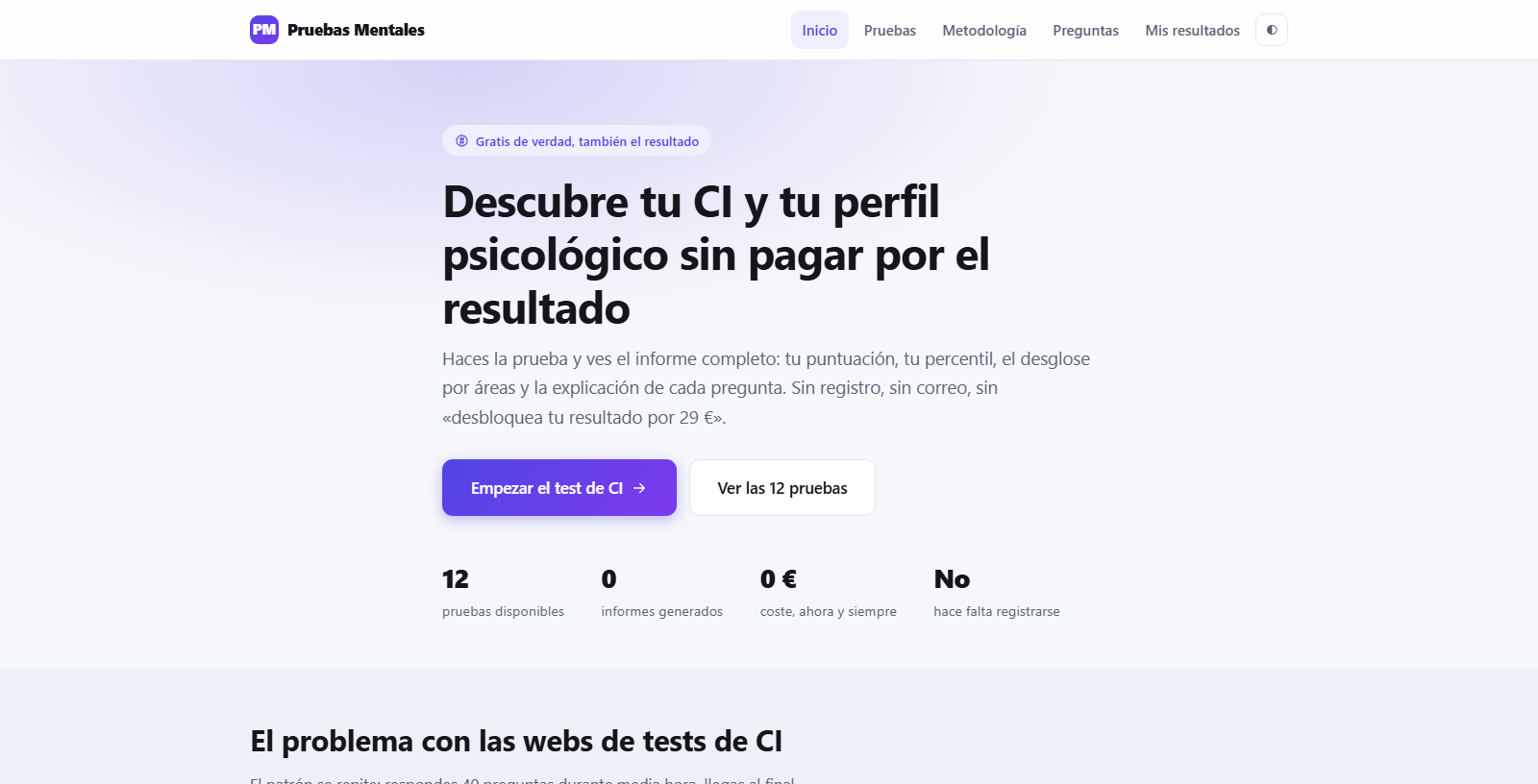 Vista del proyecto Pruebas Mentales